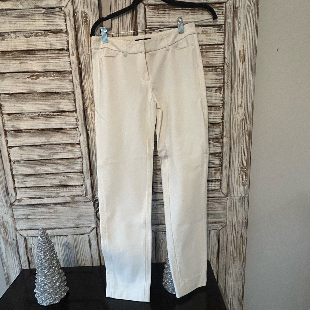 White House Black Market White Pants with Silver Accent